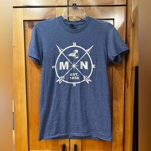 Anvil Minnesota up north compass royal blue graphic tee loon small S